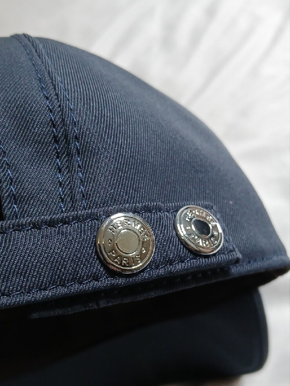 Hermes Navy Blue Baseball Cap with White Embroidered Logo - Picture 3 of 5